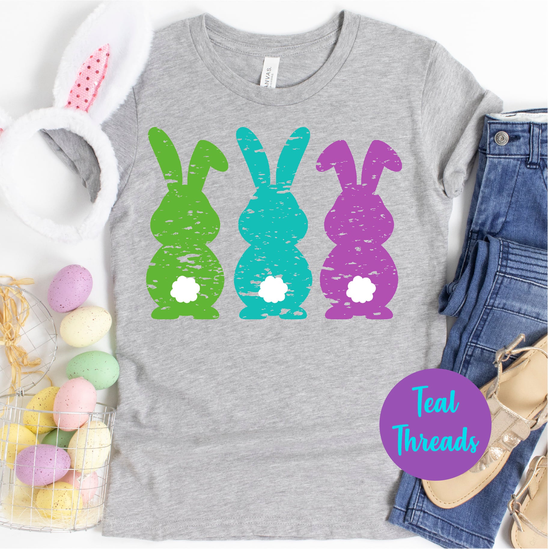 HPV Youth Pastel Happy Easter Fine Jersey Tee | Wholesale Accessory Market M / Heather Purist Blue - Tu