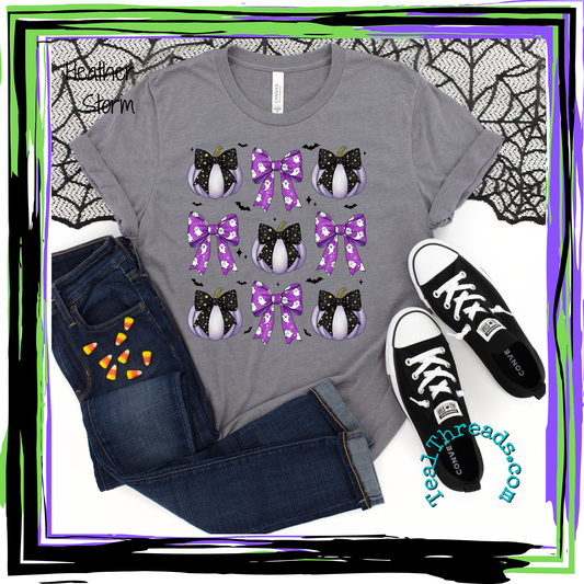 Pumpkins and Purple Bows