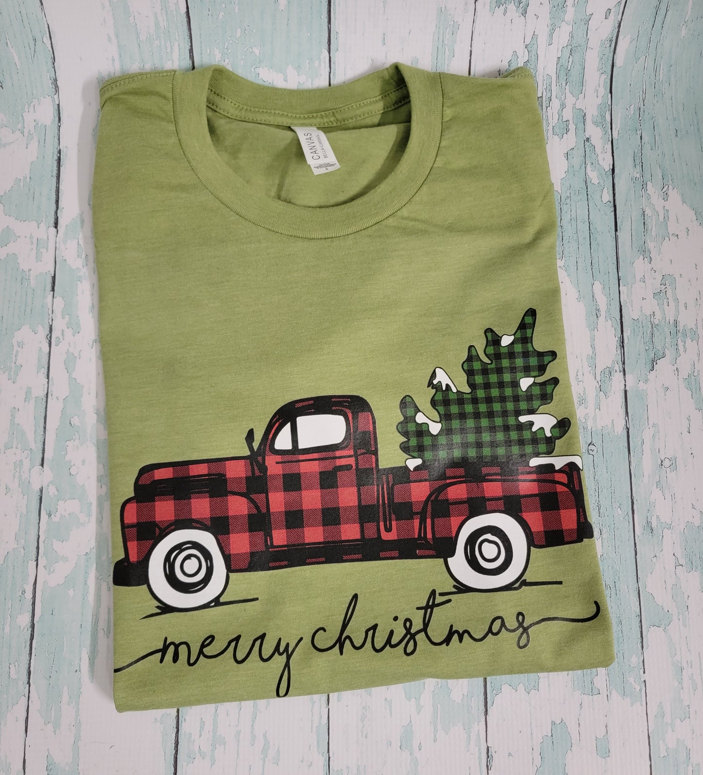 Merry Christmas Plaid Truck & Tree