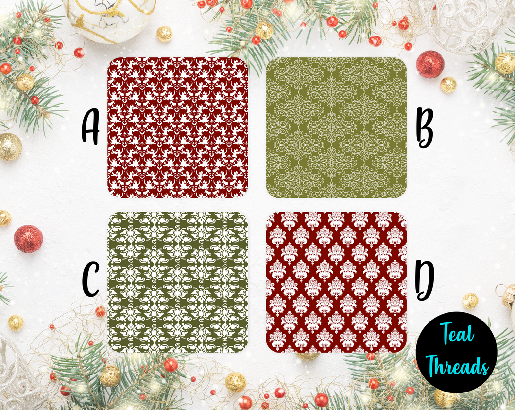 Christmas Coasters - Damask 2 (set of 4)