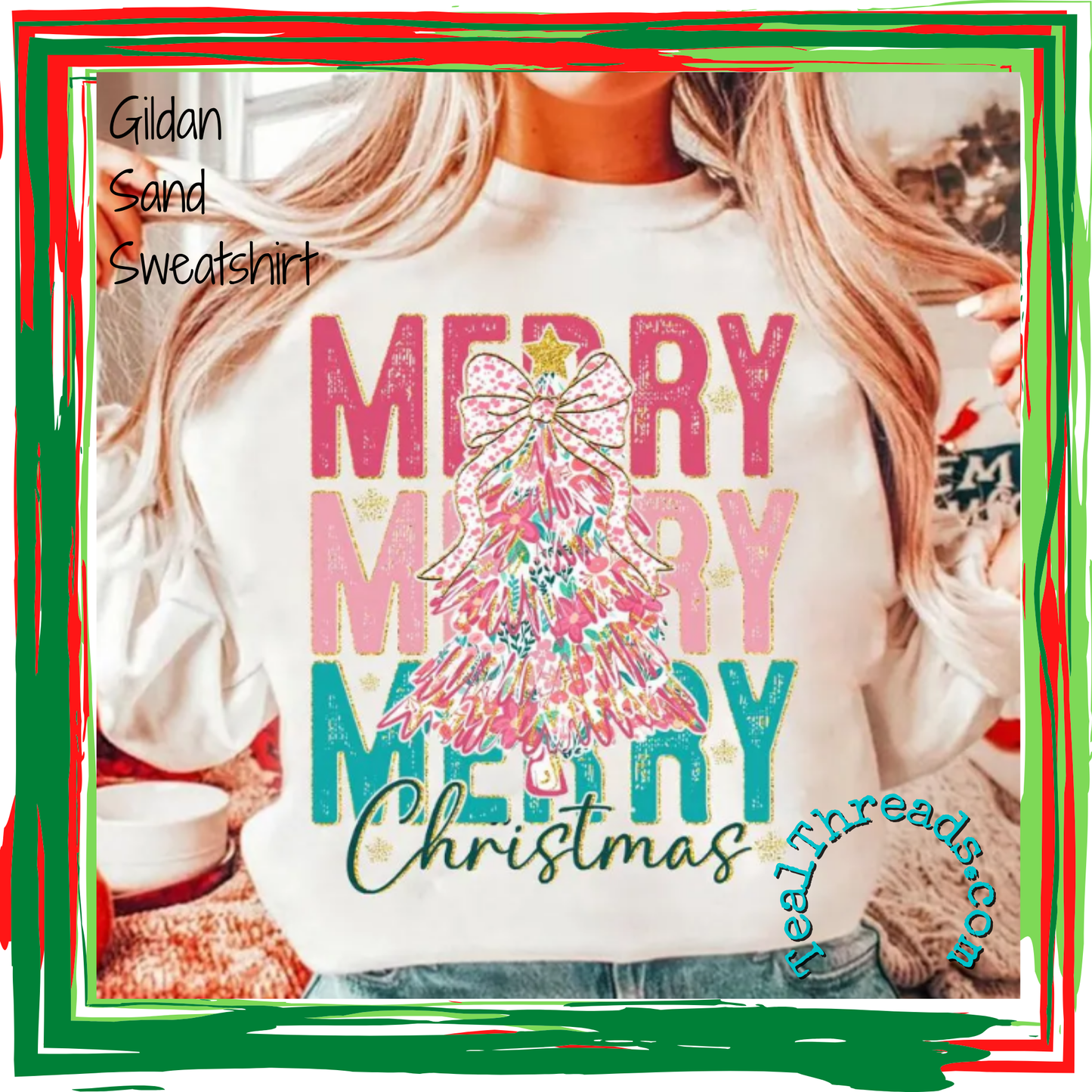 Merry Christmas Stacked Pink