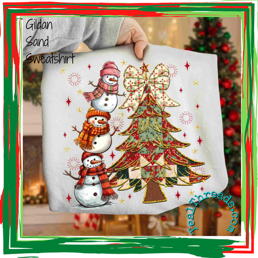 Stacked Snowmen & Patchwork Christmas Tree