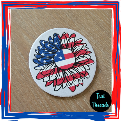 Patriotic Sunflower Coaster/Cup Cover (set of 4)