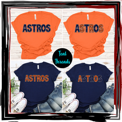 Astros Faux Sequin Embroidery