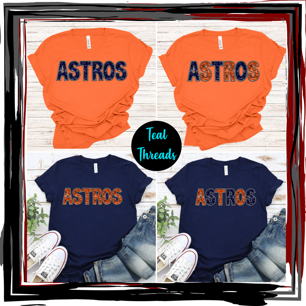 Astros Faux Sequin Embroidery