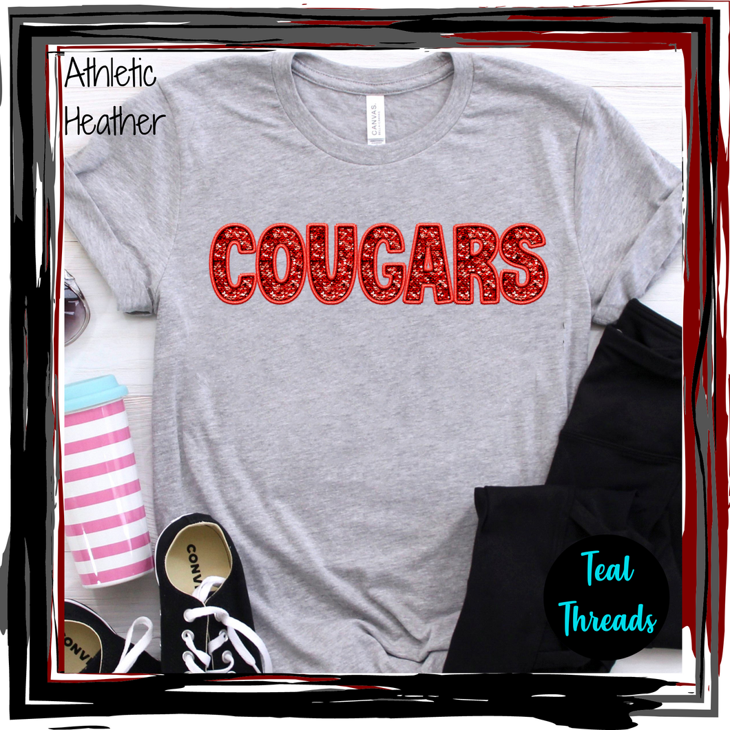 Cougars Faux Sequin Embroidery