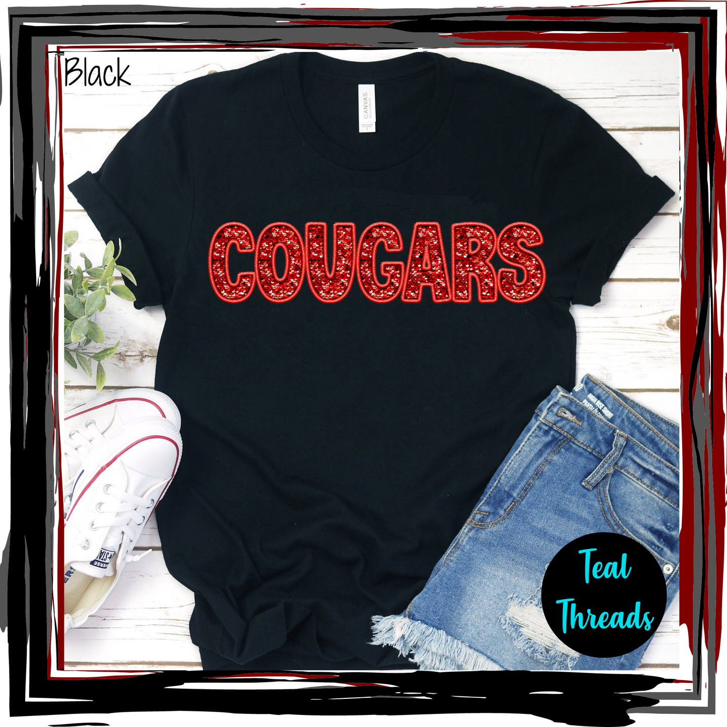 Cougars Faux Sequin Embroidery