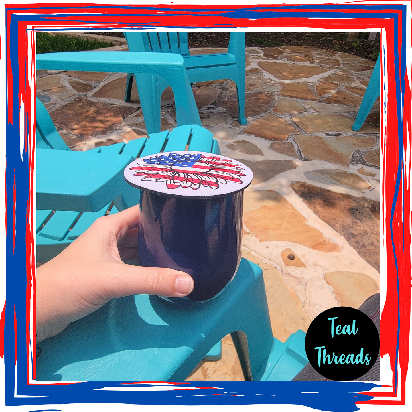 Patriotic Sunflower Coaster/Cup Cover (set of 4)