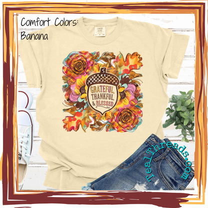 Grateful Thankful Blessed Acorn