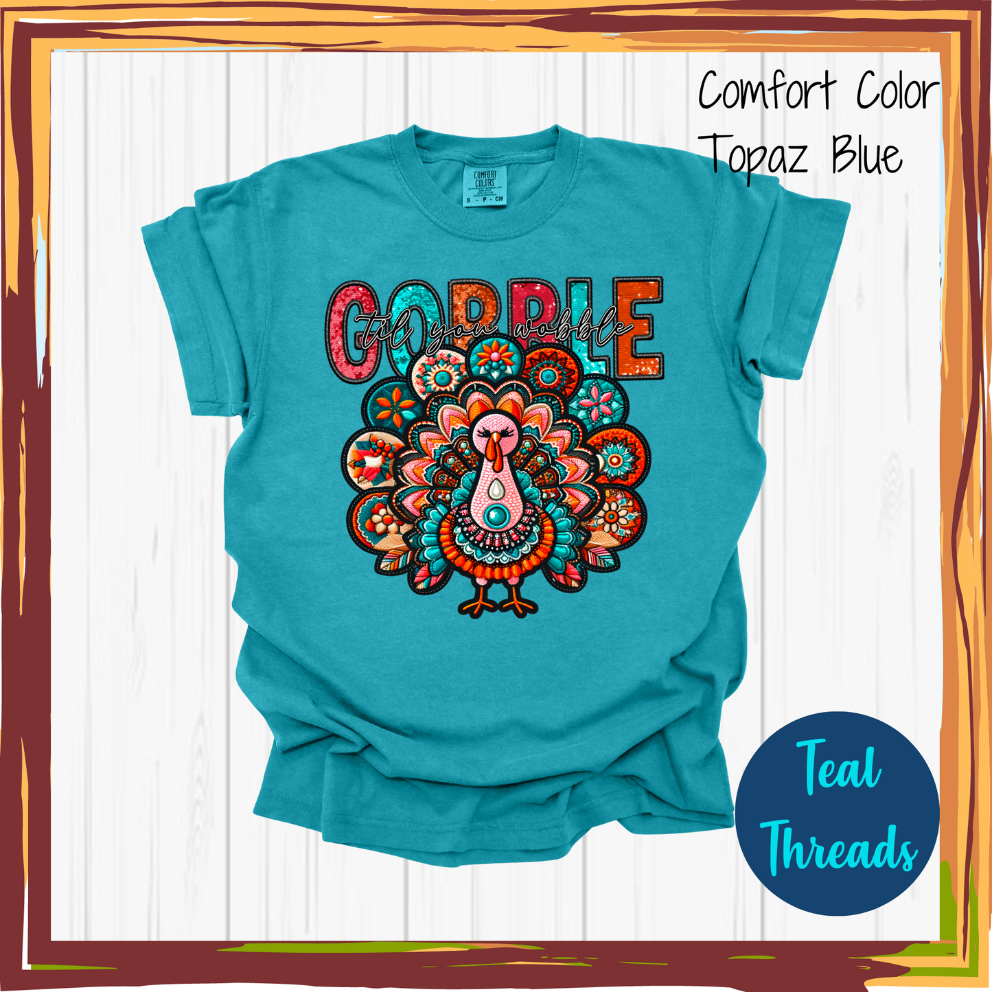 Gobble 'til You Wobble Faux Embroidery