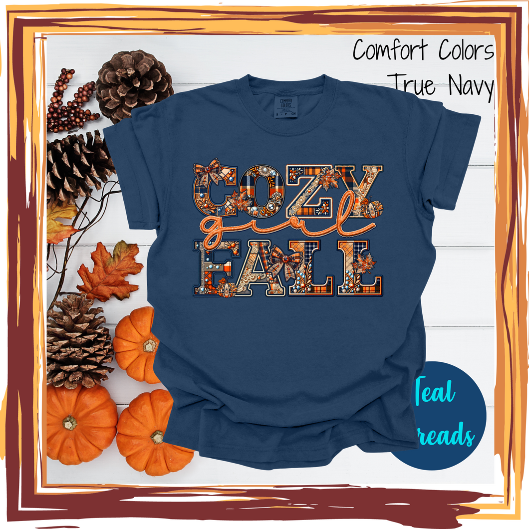 Cozy Girl Fall Faux Embroidery