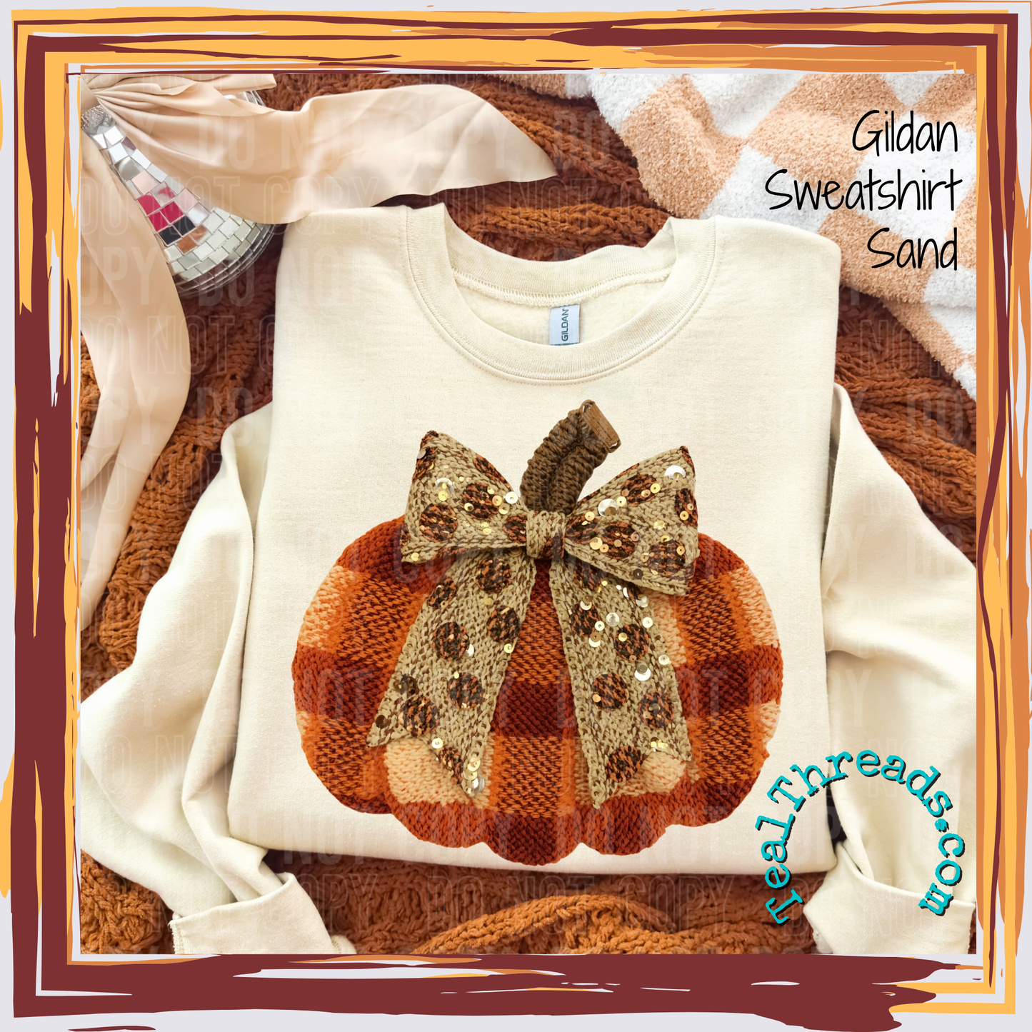 Pumpkin with Bow Faux Yarn