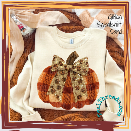 Pumpkin with Bow Faux Yarn