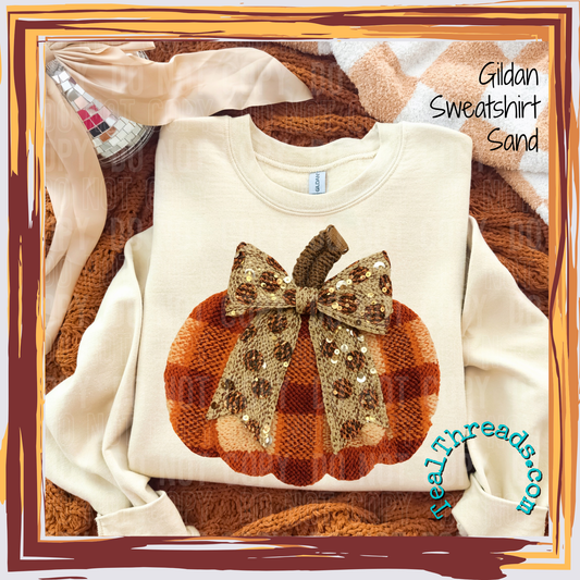 Pumpkin with Bow Faux Yarn