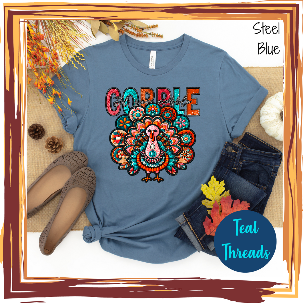 Gobble 'til You Wobble Faux Embroidery