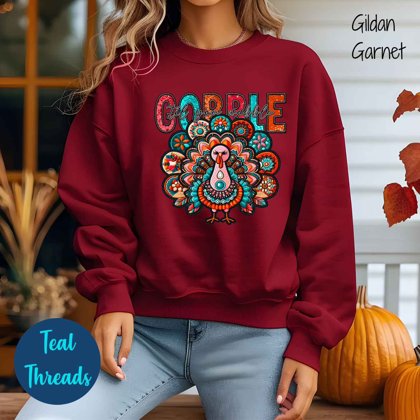 Gobble 'til You Wobble Faux Embroidery