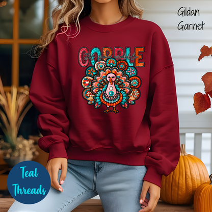 Gobble 'til You Wobble Faux Embroidery