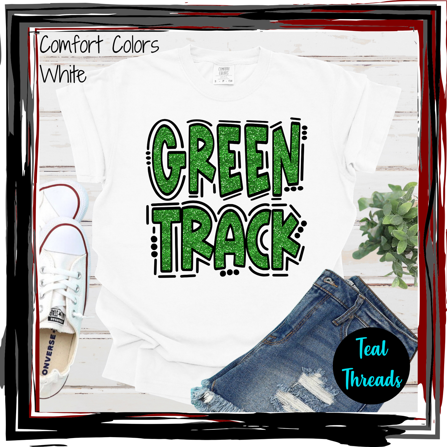 Green Track Faux Sequin