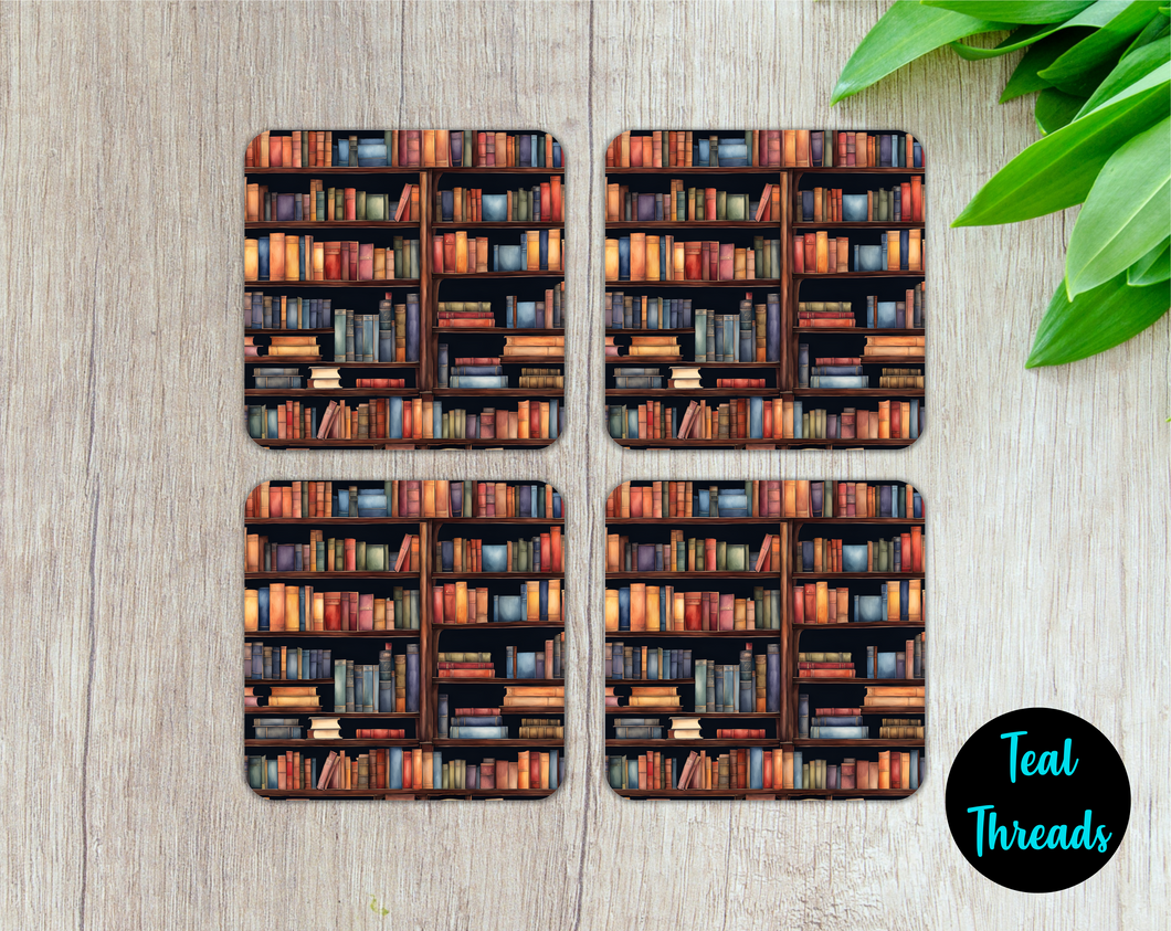 Library Bookshelf Coaster (set of 4)