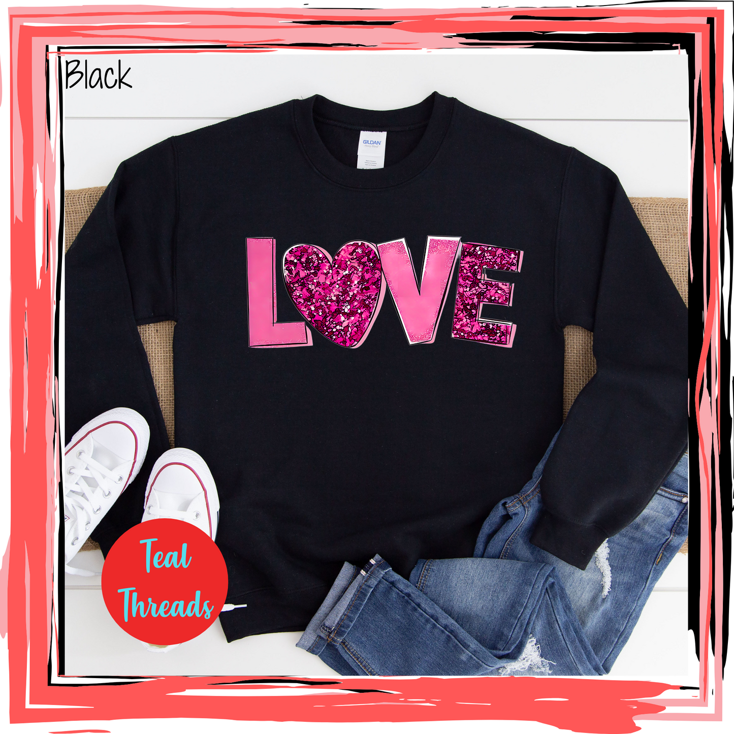 Love Faux Glitter Dark Pink