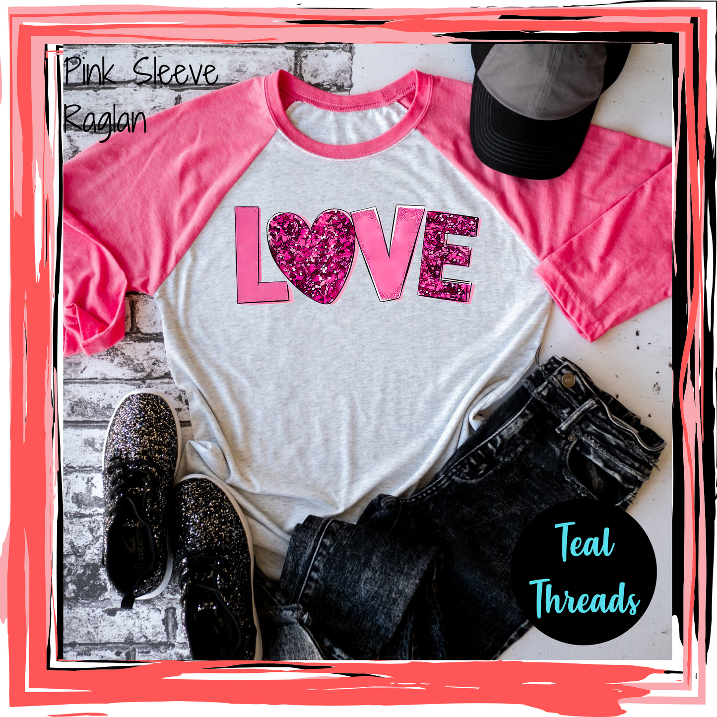 Love Faux Glitter Dark Pink