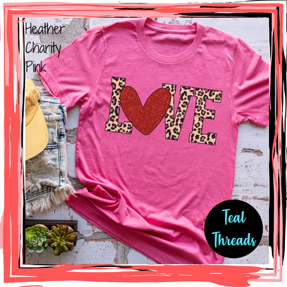 Love Leopard Glitter Heart