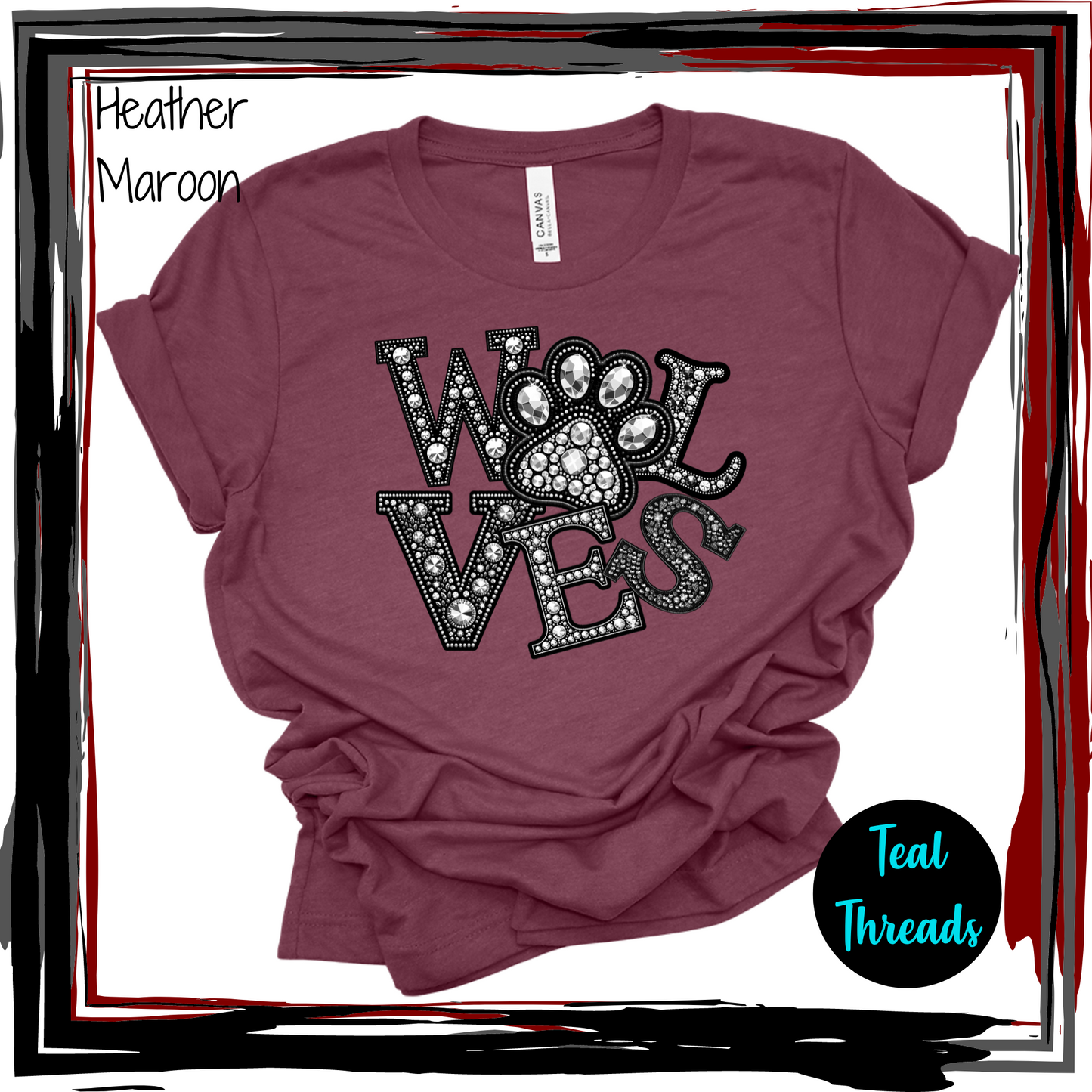 Wolves Faux Rhinestone