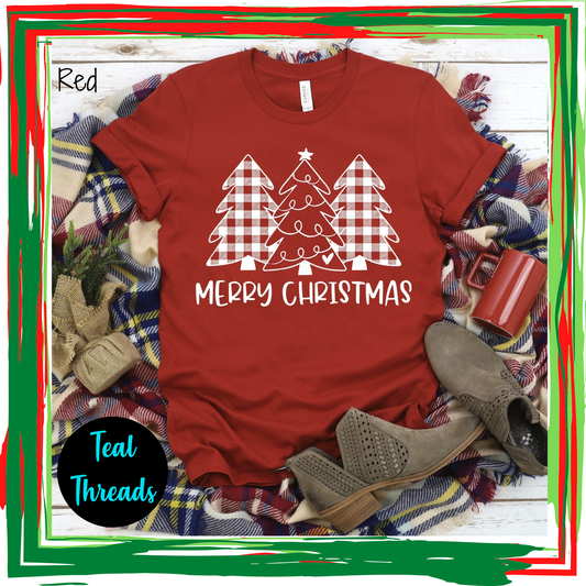 Merry Christmas Plaid Tree Trio