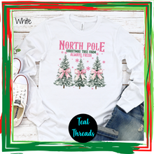 Load image into Gallery viewer, North Pole Christmas Trees Pink Bows
