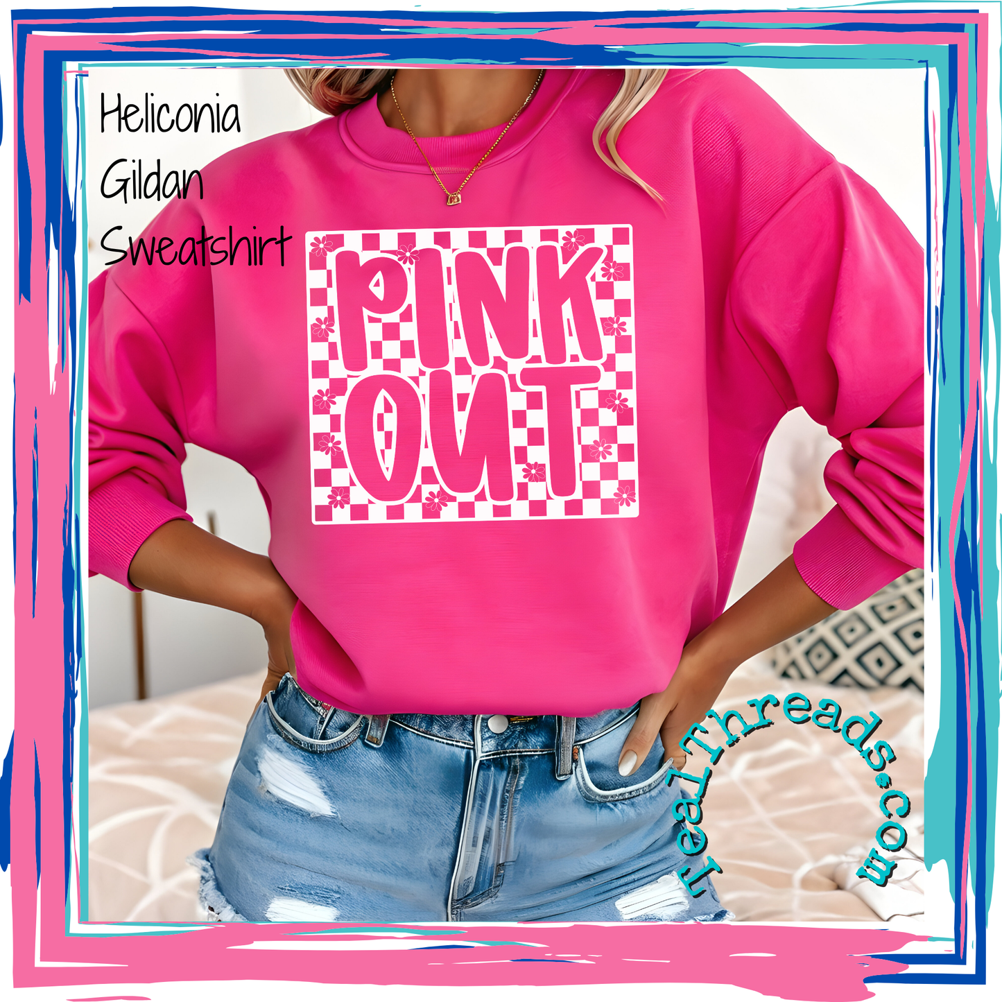 Pink Out Checkered - white