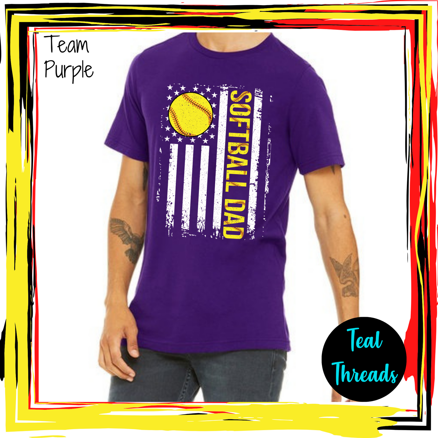 Softball Dad American Flag