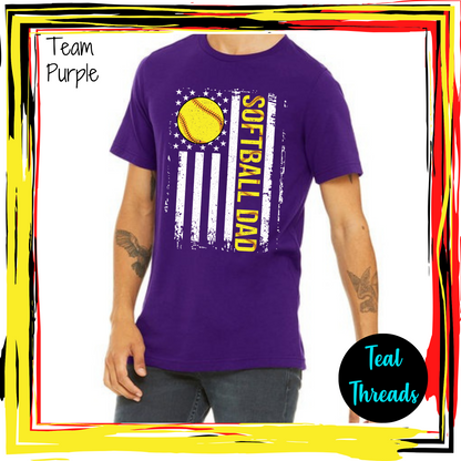 Softball Dad American Flag