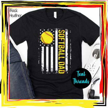 Softball Dad American Flag