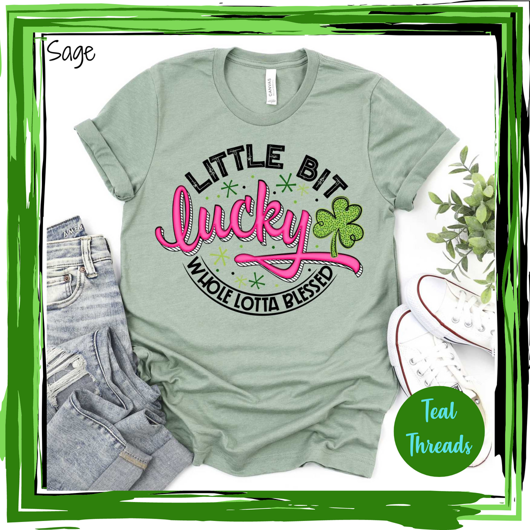 Little Bit Lucky Whole Lotta Blessed - pink black