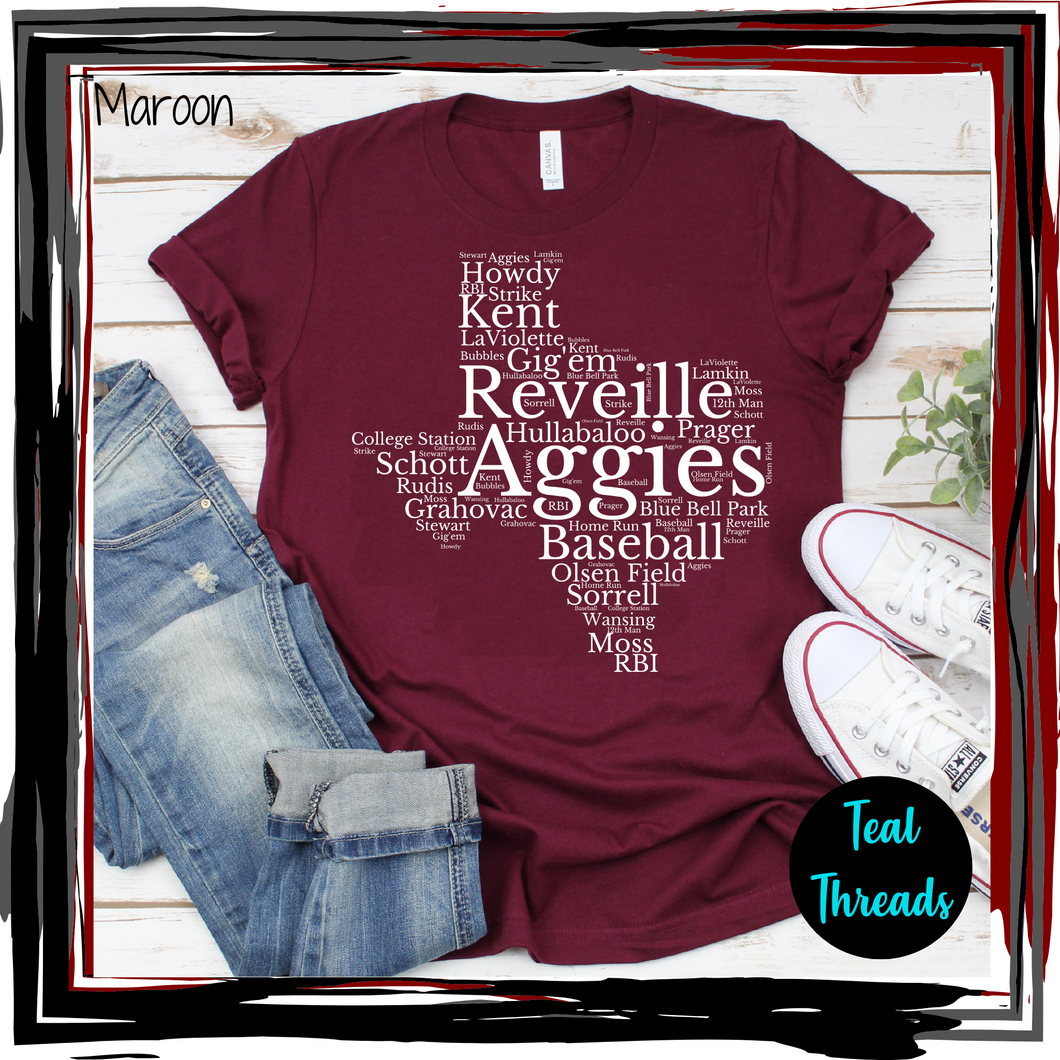 Texas Aggies Baseball Word Art