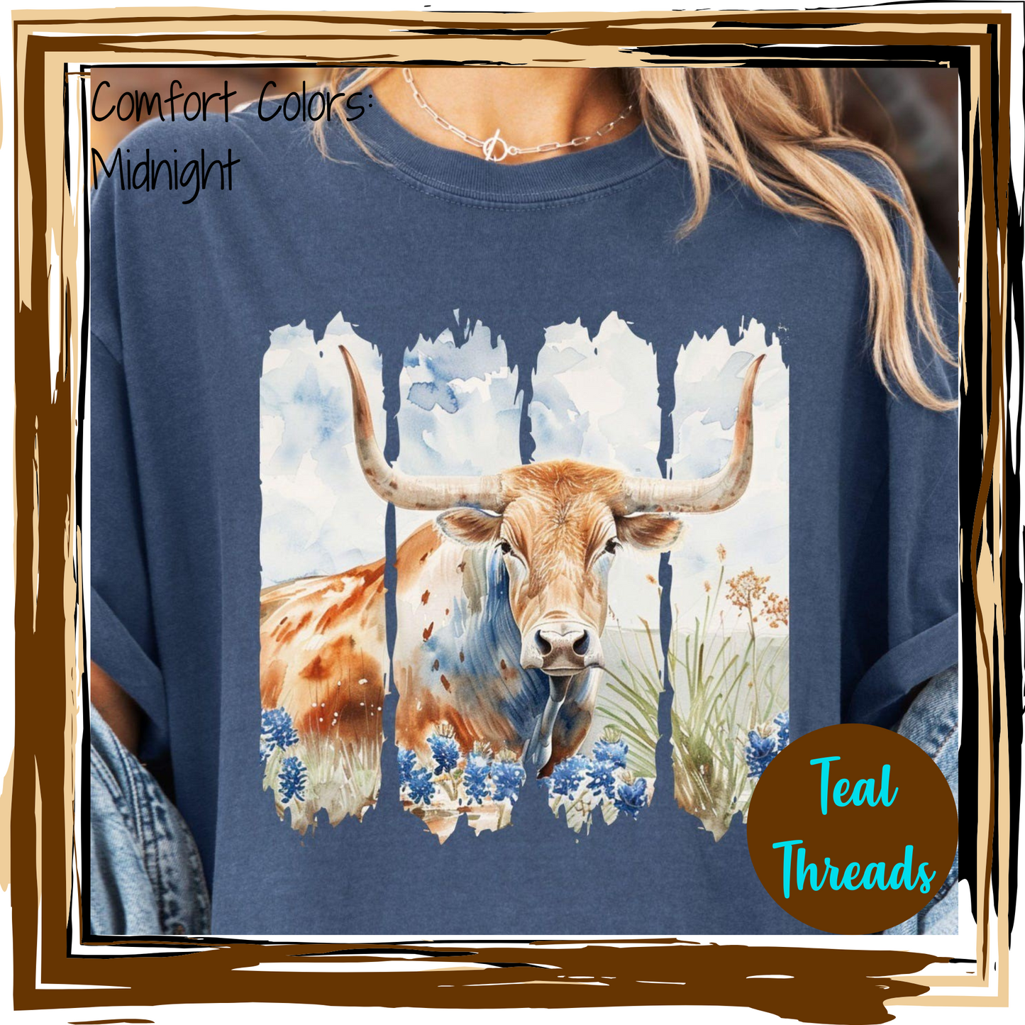 Longhorn Bluebonnet Painting