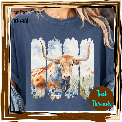 Longhorn Bluebonnet Painting