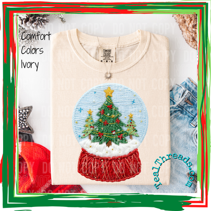 Christmas Tree Snow Globe Faux Yarn