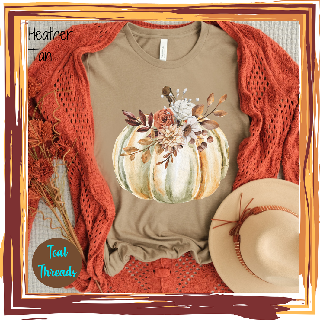 Watercolor Rustic Flower Pumpkin