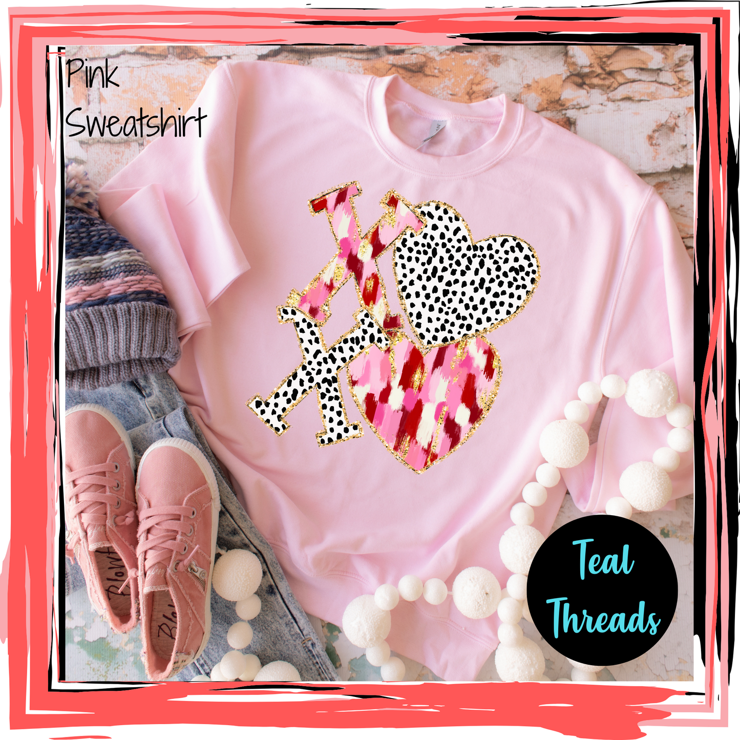 XOXO Gold Glitter & Polka Dot