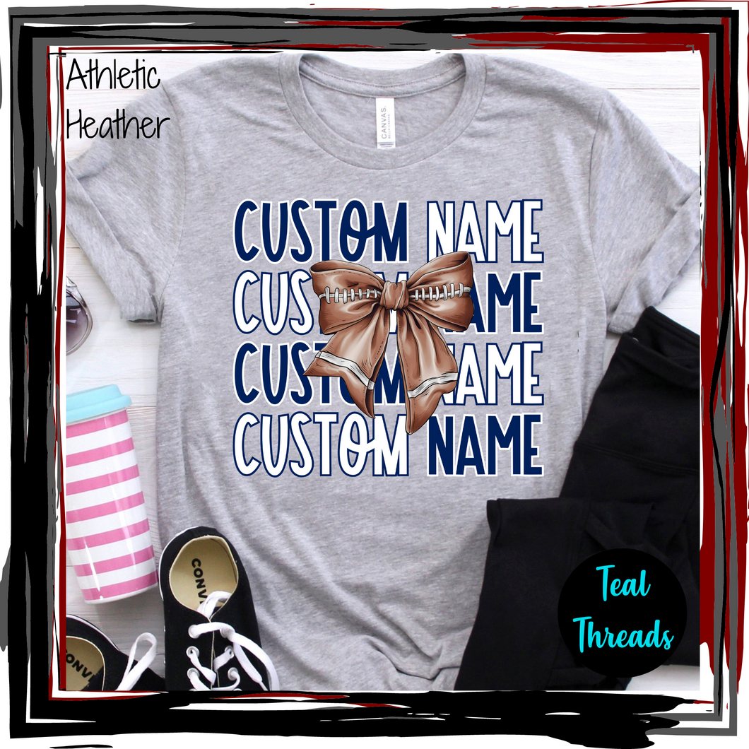 Custom Name Football Bow