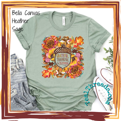 Grateful Thankful Blessed Acorn