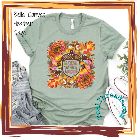 Grateful Thankful Blessed Acorn