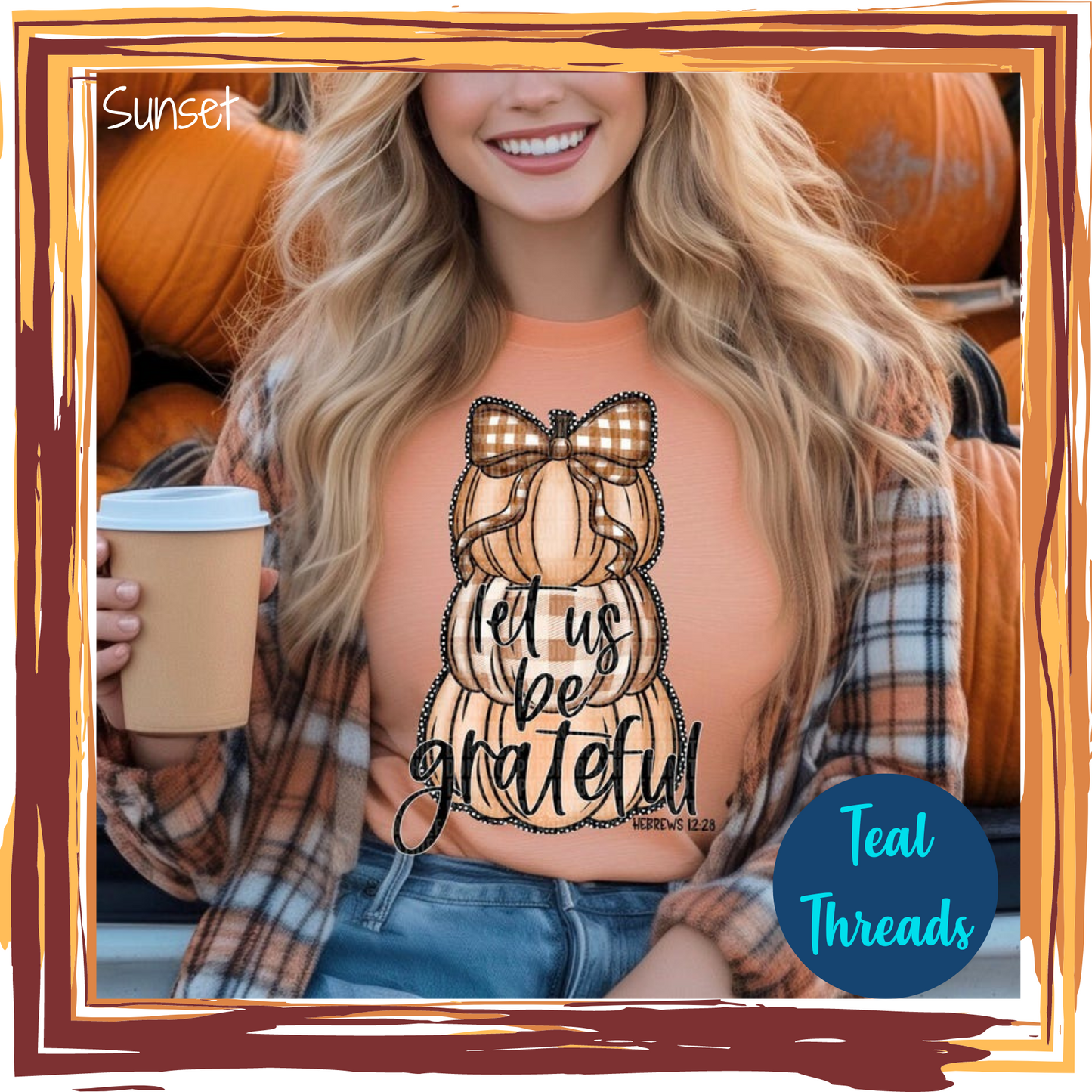 Let Us Be Grateful Faux Embroidery