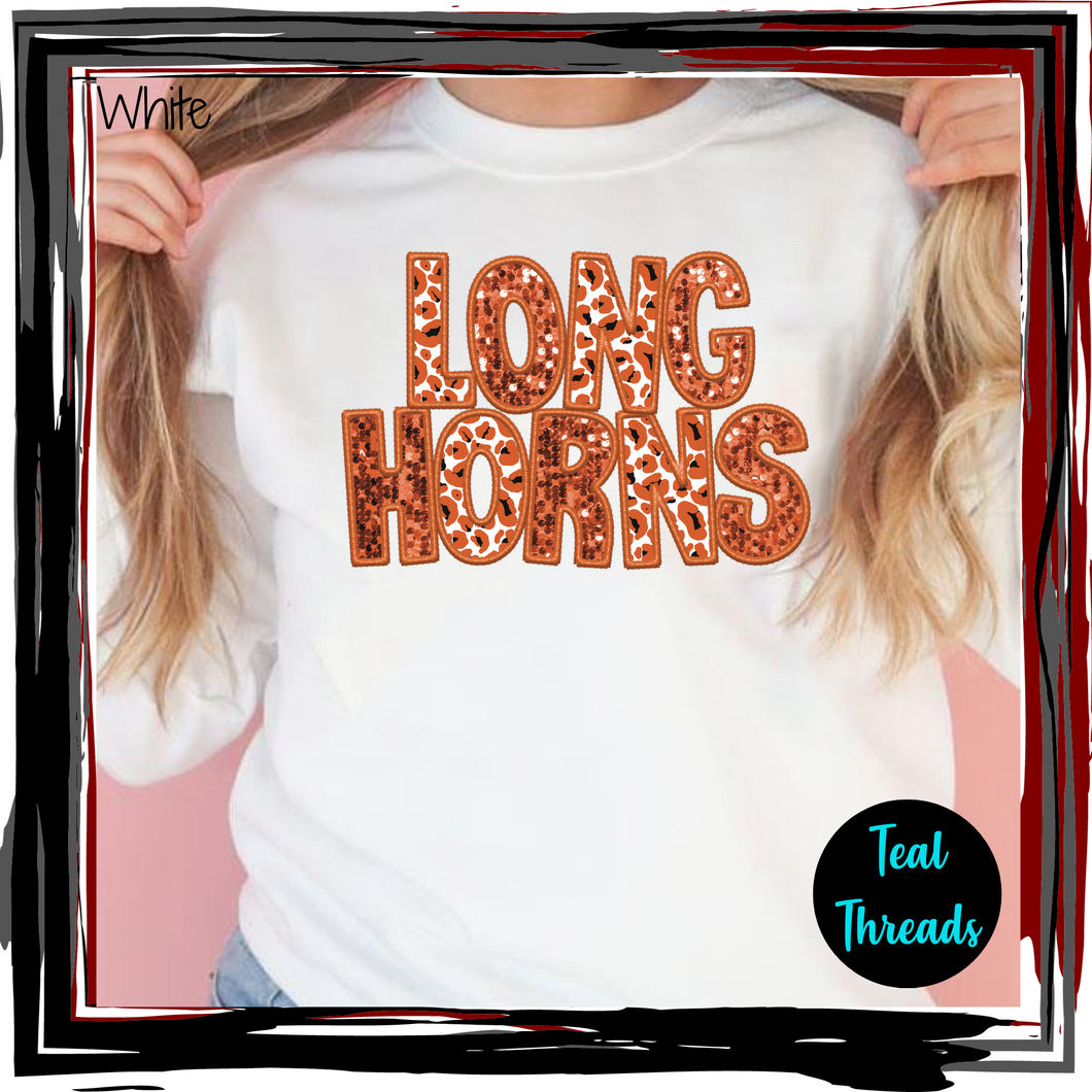 Longhorns Faux Sequin Embroidery