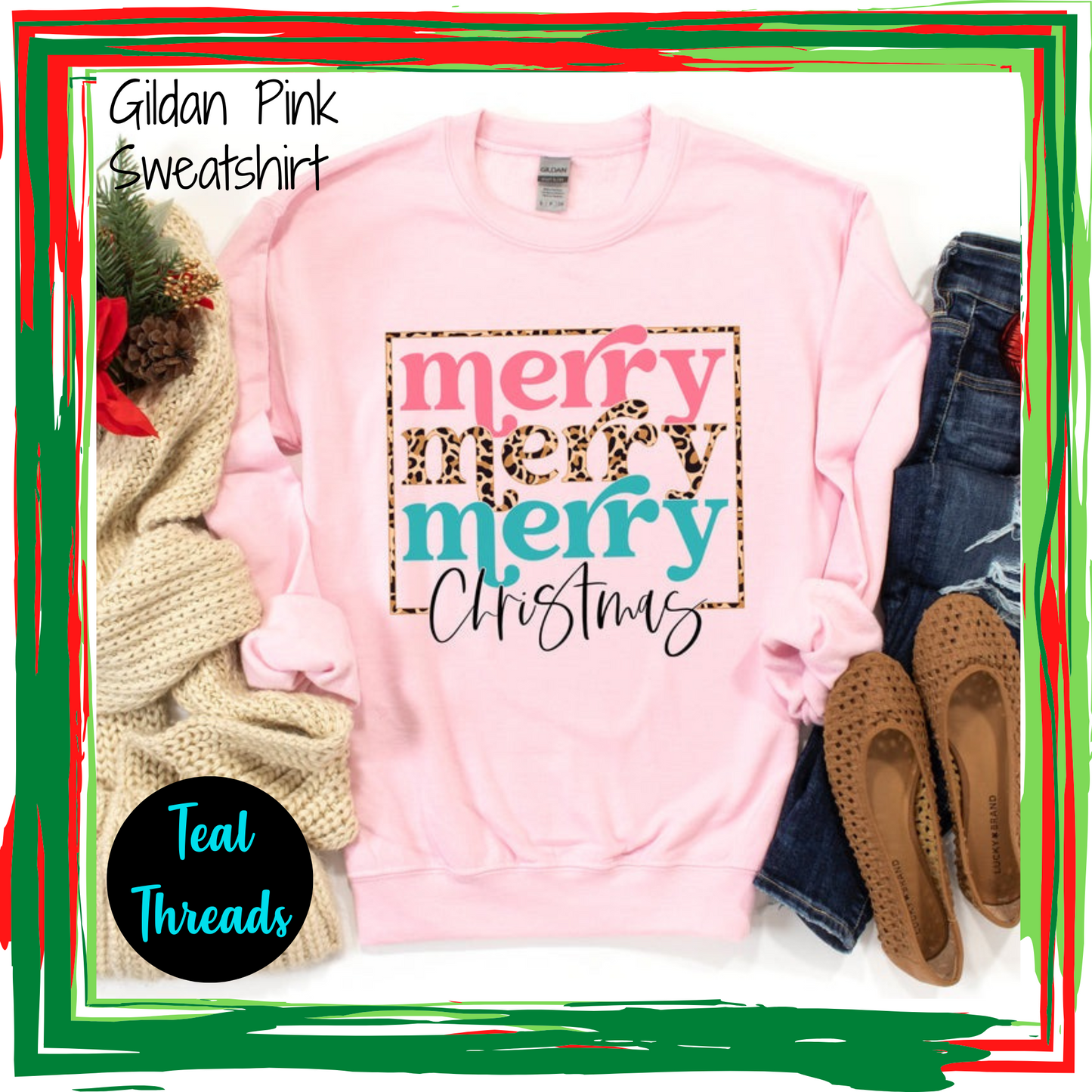 Merry Christmas Leopard Frame