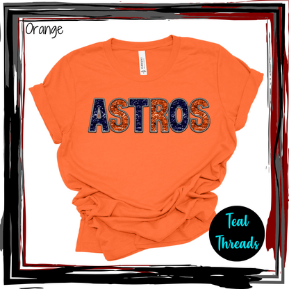 Astros Faux Sequin Embroidery