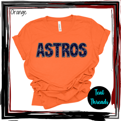 Astros Faux Sequin Embroidery