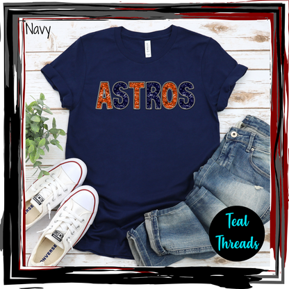 Astros Faux Sequin Embroidery