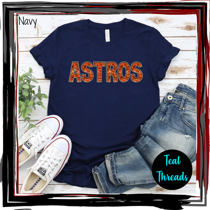 Astros Faux Sequin Embroidery